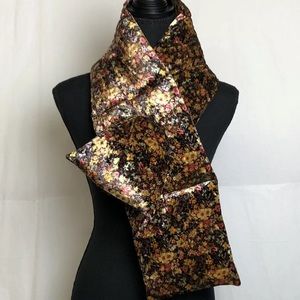 Anthropologie Scarf Neck Wrap Velvet Black Motif Floral Puffer O/S NWT